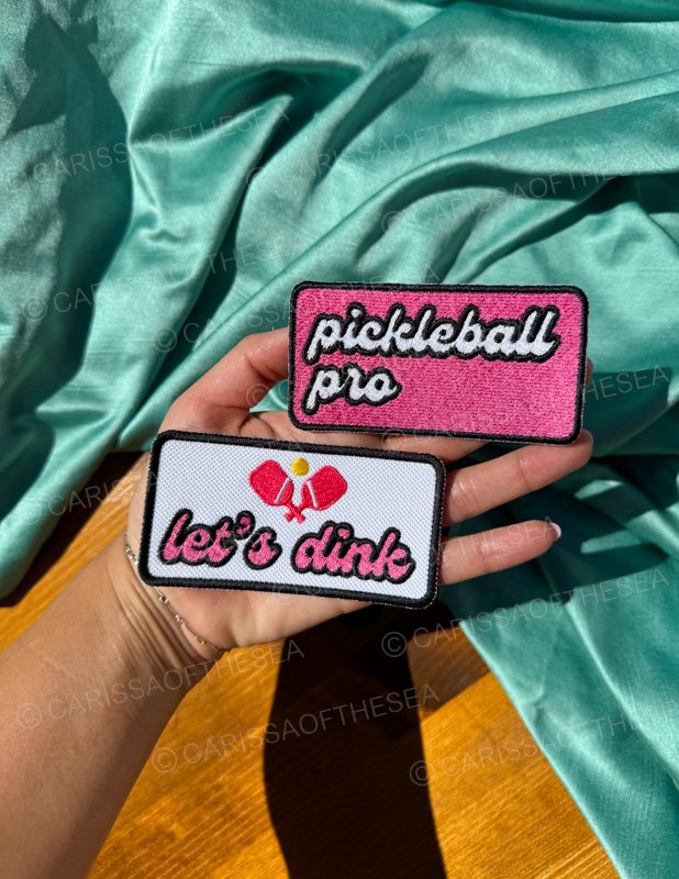 pink pickleball pro let's dink patches