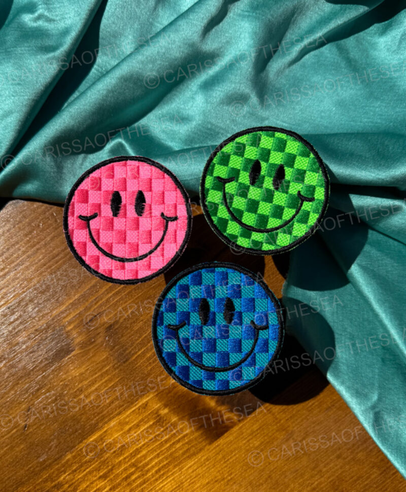checkered smiley face patch 2.5 inches