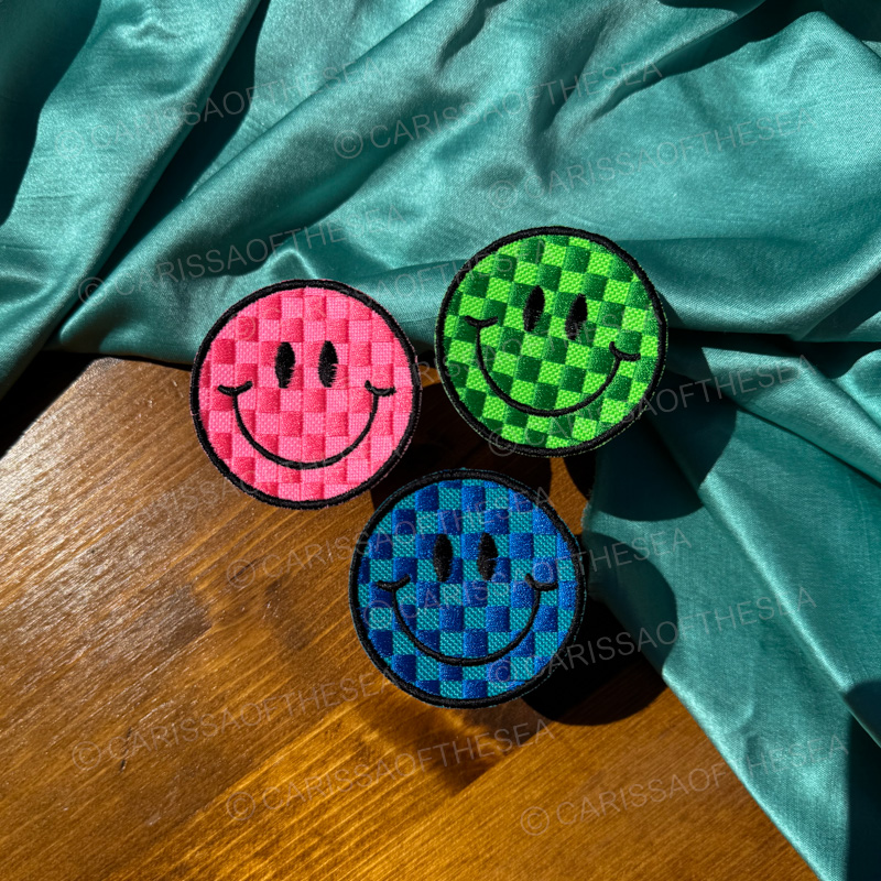 checkered smiley face patch 2.5 inches