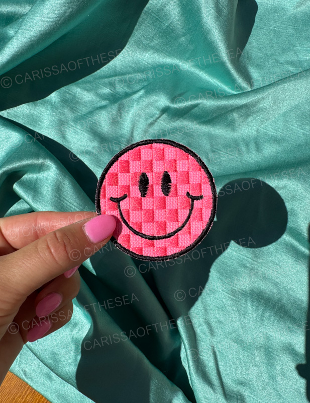 checkered smiley face patch 2.5 inches