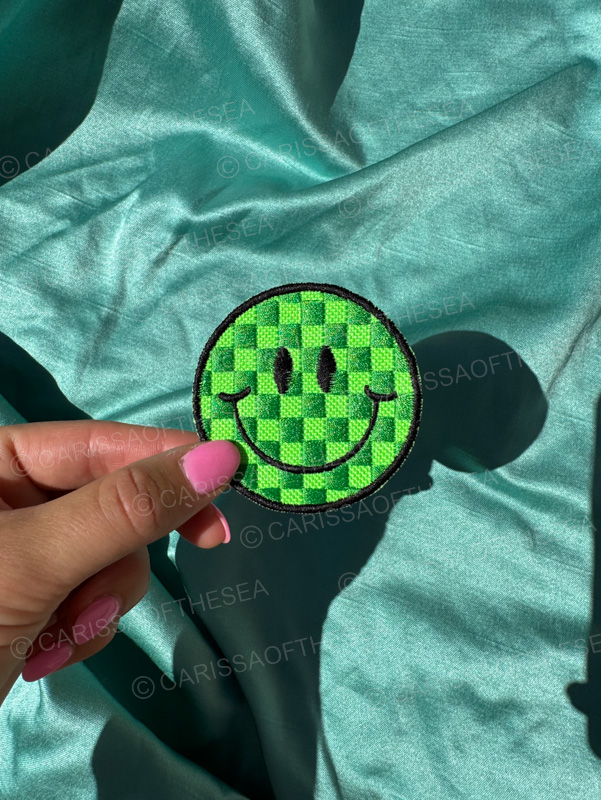 checkered smiley face patch 2.5 inches