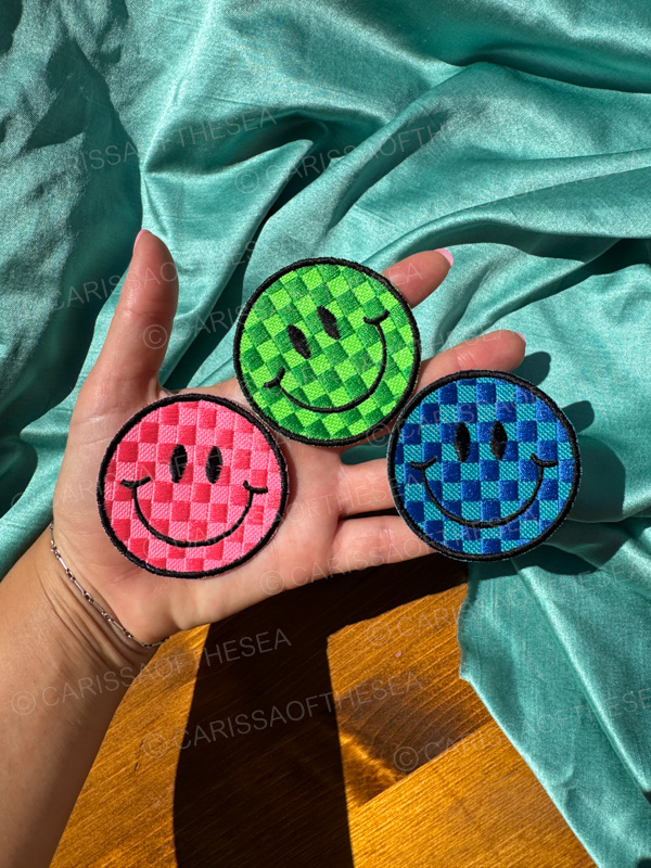 checkered smiley face patch 2.5 inches