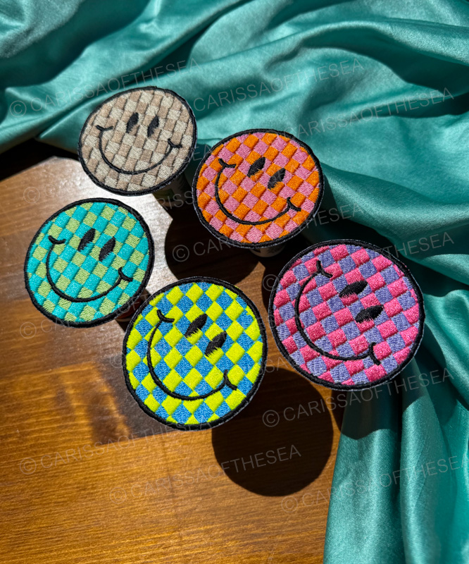 checkered smiley face patch 2.5 inches