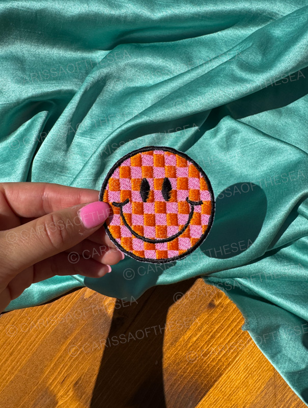 checkered smiley face patch 2.5 inches
