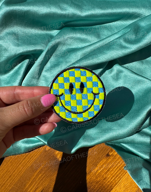 checkered smiley face patch 2.5 inches