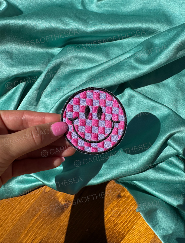 checkered smiley face patch 2.5 inches