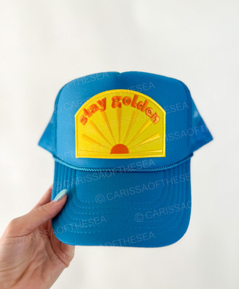 stay golden blue trucker hat