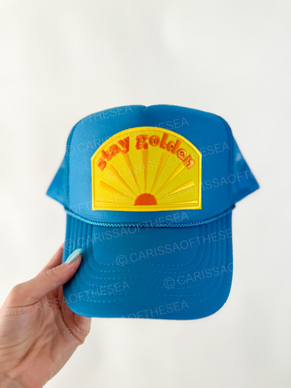 stay golden blue trucker hat